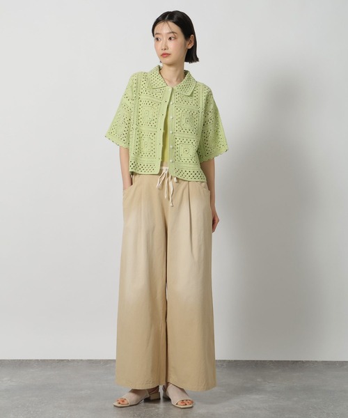 LAKOLE(ラコレ)の「レース編み柄シャツ半袖 / 667838(シャツ/ブラウス・レディース・ブラック/セージグリーン/アイボリー・FREE)」の11枚目の写真