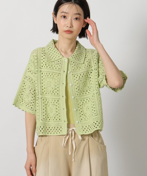 LAKOLE(ラコレ)の「レース編み柄シャツ半袖 / 667838(シャツ/ブラウス・レディース・ブラック/セージグリーン/アイボリー・FREE)」の12枚目の写真