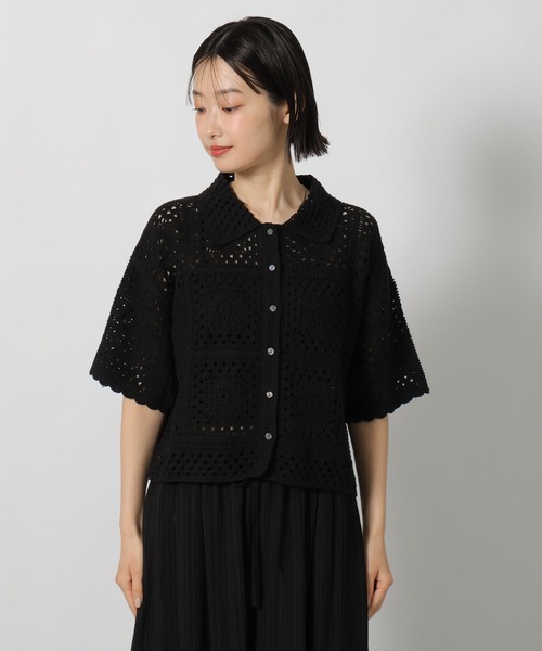 LAKOLE(ラコレ)の「レース編み柄シャツ半袖 / 667838(シャツ/ブラウス・レディース・ブラック/セージグリーン/アイボリー・FREE)」の13枚目の写真