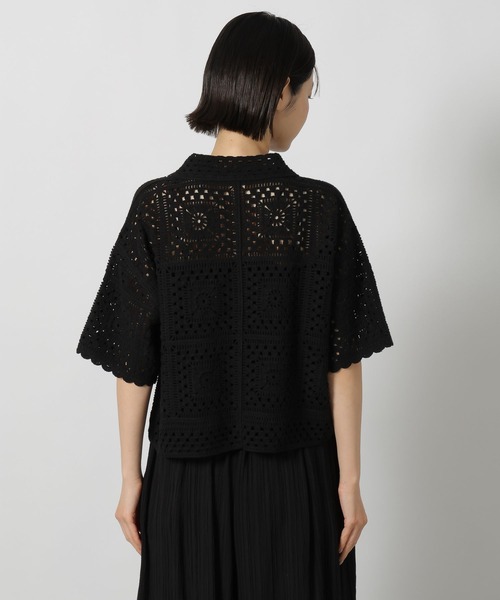 LAKOLE(ラコレ)の「レース編み柄シャツ半袖 / 667838(シャツ/ブラウス・レディース・ブラック/セージグリーン/アイボリー・FREE)」の15枚目の写真