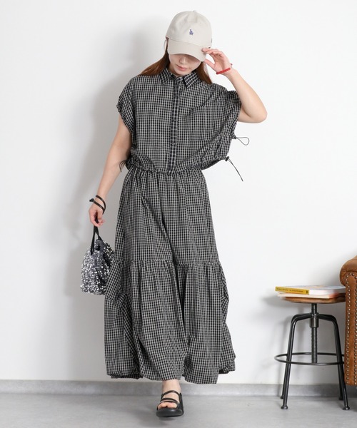 cepo(セポ)の「〈セットアップ対応〉チェックパッチワークドロストシャツ(シャツ/ブラウス・レディース・ホワイト系/ブラック系・M)」の2枚目の写真