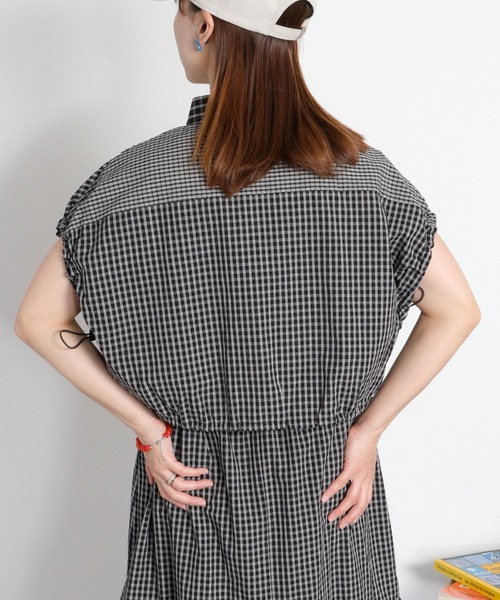 cepo(セポ)の「〈セットアップ対応〉チェックパッチワークドロストシャツ(シャツ/ブラウス・レディース・ホワイト系/ブラック系・M)」の5枚目の写真