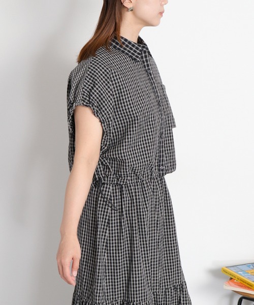 cepo(セポ)の「〈セットアップ対応〉チェックパッチワークドロストシャツ(シャツ/ブラウス・レディース・ホワイト系/ブラック系・M)」の6枚目の写真