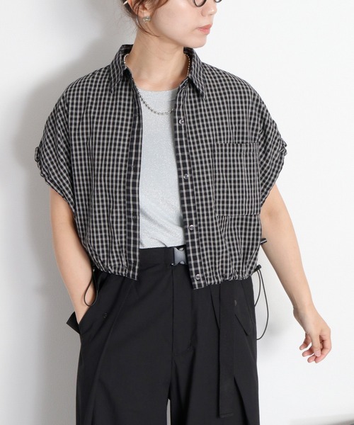 cepo(セポ)の「〈セットアップ対応〉チェックパッチワークドロストシャツ(シャツ/ブラウス・レディース・ホワイト系/ブラック系・M)」の9枚目の写真