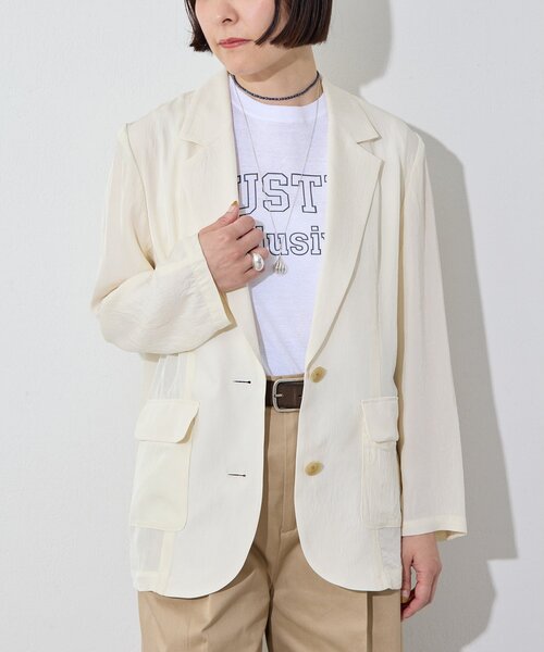 Whim Gazette（ウィムガゼット）の「ウォッシャブルジャケット（テーラードジャケット・レディース・ブラック/ホワイト系その他・FREE）」の4枚目の写真