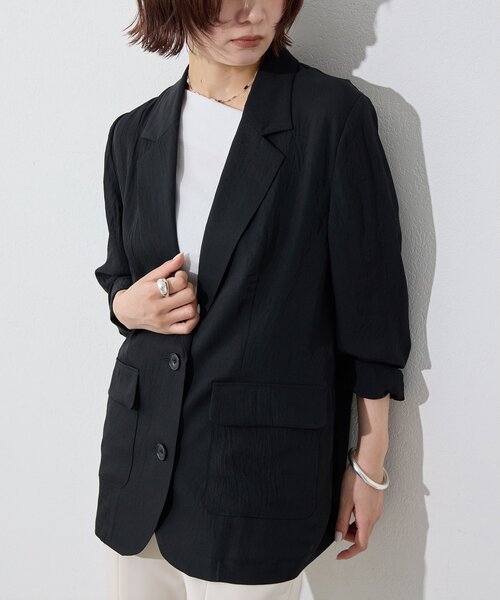Whim Gazette（ウィムガゼット）の「ウォッシャブルジャケット（テーラードジャケット・レディース・ブラック/ホワイト系その他・FREE）」の21枚目の写真