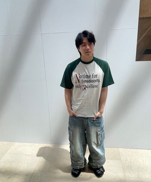 URBANAGE(アーバンエイジ)の「No time ナグラン配色オーバー半袖グリーン(Tシャツ/カットソー・レディース・その他・MEDIUM/LARGE)」の12枚目の写真