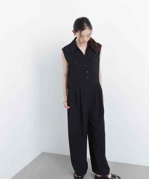 N.(N. Natural Beauty Basic)(エヌエヌナチュラルビューティーベーシック)の「ダブルポケットジャンプスーツ(つなぎ/オールインワン・レディース・ブラック/ベージュ・MEDIUM/P/S)」の3枚目の写真