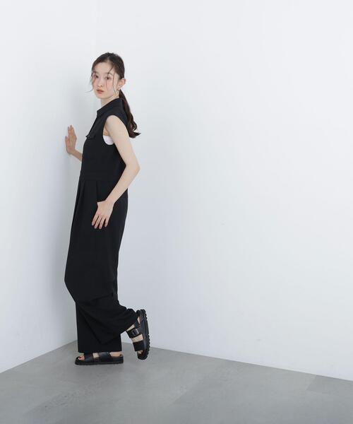 N.(N. Natural Beauty Basic)(エヌエヌナチュラルビューティーベーシック)の「ダブルポケットジャンプスーツ(つなぎ/オールインワン・レディース・ブラック/ベージュ・MEDIUM/P/S)」の4枚目の写真