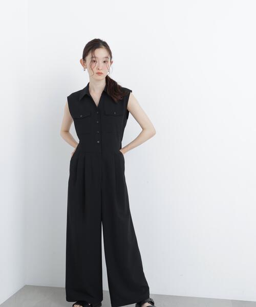 N.(N. Natural Beauty Basic)(エヌエヌナチュラルビューティーベーシック)の「ダブルポケットジャンプスーツ(つなぎ/オールインワン・レディース・ブラック/ベージュ・MEDIUM/P/S)」の5枚目の写真