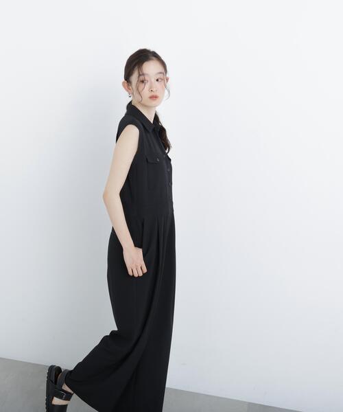 N.(N. Natural Beauty Basic)(エヌエヌナチュラルビューティーベーシック)の「ダブルポケットジャンプスーツ(つなぎ/オールインワン・レディース・ブラック/ベージュ・MEDIUM/P/S)」の7枚目の写真