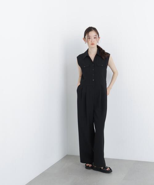 N.(N. Natural Beauty Basic)(エヌエヌナチュラルビューティーベーシック)の「ダブルポケットジャンプスーツ(つなぎ/オールインワン・レディース・ブラック/ベージュ・MEDIUM/P/S)」の8枚目の写真