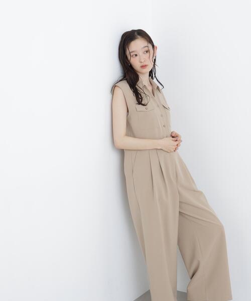 N.(N. Natural Beauty Basic)(エヌエヌナチュラルビューティーベーシック)の「ダブルポケットジャンプスーツ(つなぎ/オールインワン・レディース・ブラック/ベージュ・MEDIUM/P/S)」の12枚目の写真