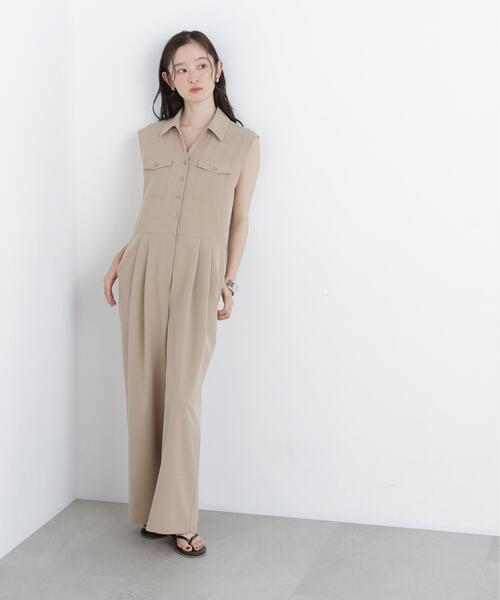 N.(N. Natural Beauty Basic)(エヌエヌナチュラルビューティーベーシック)の「ダブルポケットジャンプスーツ(つなぎ/オールインワン・レディース・ブラック/ベージュ・MEDIUM/P/S)」の15枚目の写真