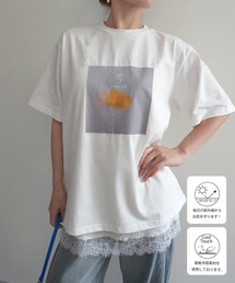 【Rashik】フラワーフォトプリントTシャツ UVカット 接触 冷感
