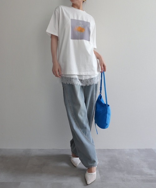 Rashik(ラシク)の「【Rashik】フラワーフォトプリントTシャツ UVカット 接触 冷感(Tシャツ/カットソー・レディース・ピンク/イエロー・FREE)」の5枚目の写真