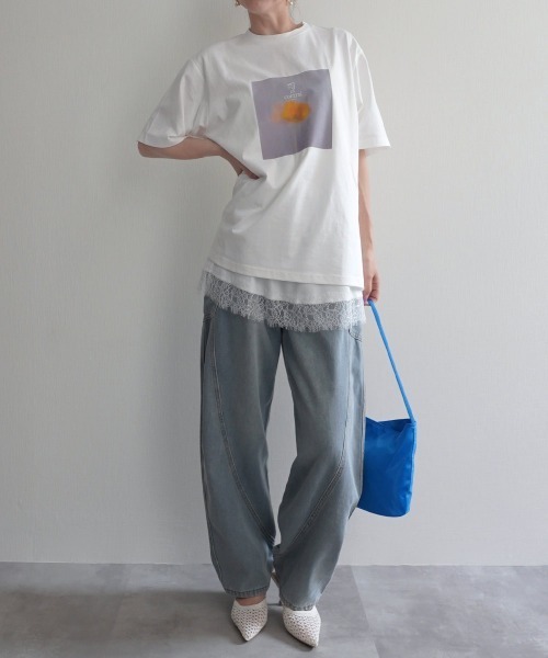 Rashik(ラシク)の「【Rashik】フラワーフォトプリントTシャツ UVカット 接触 冷感(Tシャツ/カットソー・レディース・ピンク/イエロー・FREE)」の6枚目の写真