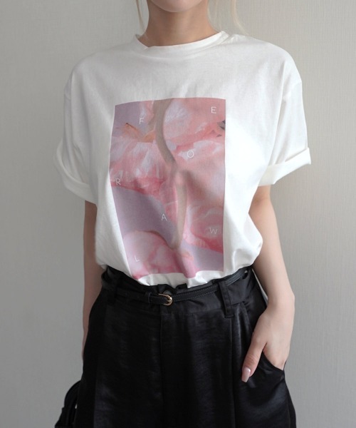Rashik(ラシク)の「【Rashik】フラワーフォトプリントTシャツ UVカット 接触 冷感(Tシャツ/カットソー・レディース・ピンク/イエロー・FREE)」の18枚目の写真