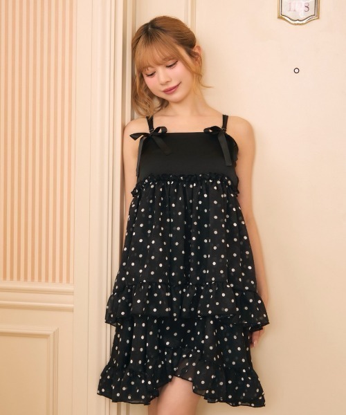 TITTY&CO.（ティティーアンドコー）の「ドットリボンフレアワンピース（ワンピース・レディース・ブラック/ホワイト・FREE）」の16枚目の写真