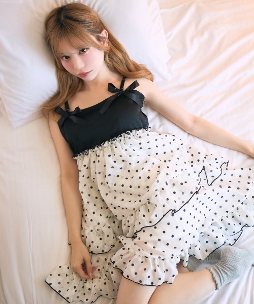 TITTY&CO.（ティティーアンドコー）の「ドットリボンフレアワンピース（ワンピース・レディース・ブラック/ホワイト・FREE）」の19枚目の写真