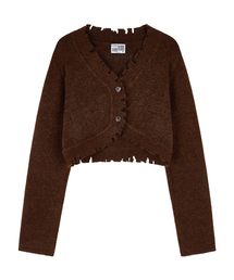Damage cropped cardigan_brown