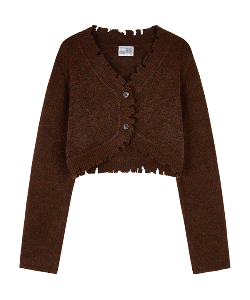 youthbath(ユースバース)の「Damage cropped cardigan_brown(カーディガン/ボレロ・レディース・その他・FREE)」の1枚目の写真