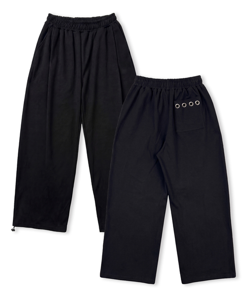FUZZY SCAN(ファジスキャン)の「ビッグアイレットカーブバルーンパンツブラック(スウェットパンツ・レディース・ブラック・ONE SIZE/TWO)」の1枚目の写真