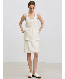 lace-trim midi skirt (light yellow)