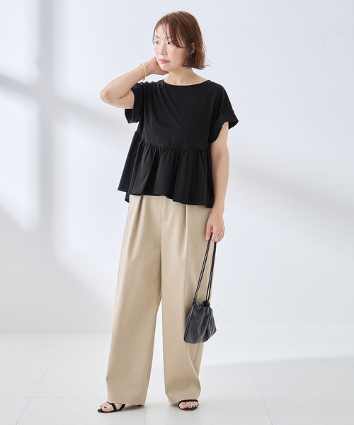 journal standard L'essage(ジャーナルスタンダードレサージュ)の「ペプラムTシャツ(Tシャツ/カットソー・レディース・ブラウン/ブラック・FREE)」の4枚目の写真