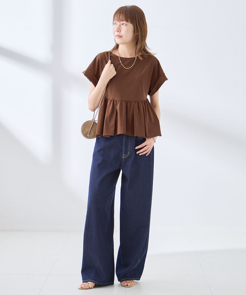 journal standard L'essage(ジャーナルスタンダードレサージュ)の「ペプラムTシャツ(Tシャツ/カットソー・レディース・ブラウン/ブラック・FREE)」の5枚目の写真