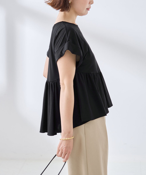 journal standard L'essage(ジャーナルスタンダードレサージュ)の「ペプラムTシャツ(Tシャツ/カットソー・レディース・ブラウン/ブラック・FREE)」の7枚目の写真