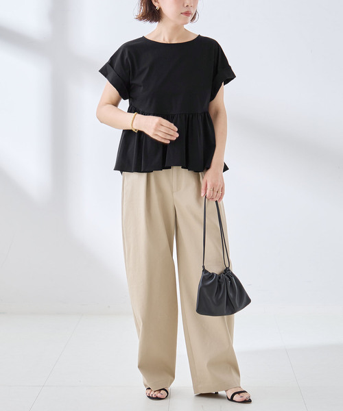journal standard L'essage(ジャーナルスタンダードレサージュ)の「ペプラムTシャツ(Tシャツ/カットソー・レディース・ブラウン/ブラック・FREE)」の3枚目の写真