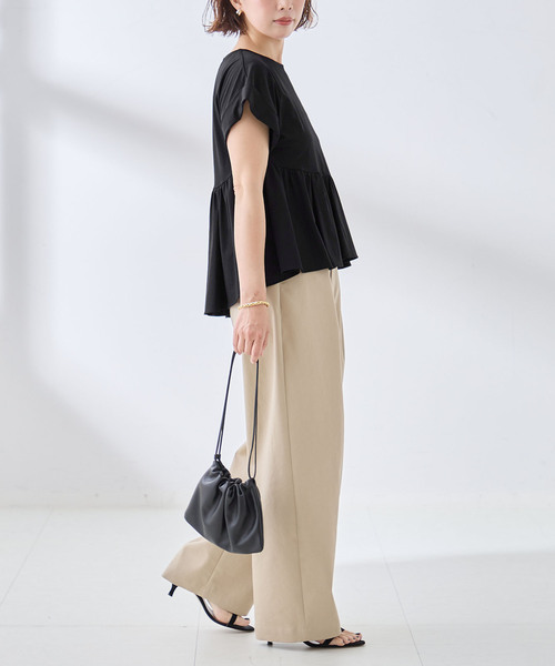 journal standard L'essage(ジャーナルスタンダードレサージュ)の「ペプラムTシャツ(Tシャツ/カットソー・レディース・ブラウン/ブラック・FREE)」の9枚目の写真
