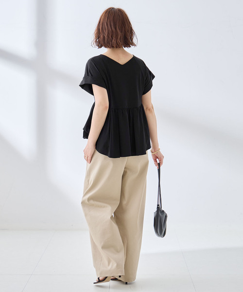 journal standard L'essage(ジャーナルスタンダードレサージュ)の「ペプラムTシャツ(Tシャツ/カットソー・レディース・ブラウン/ブラック・FREE)」の10枚目の写真