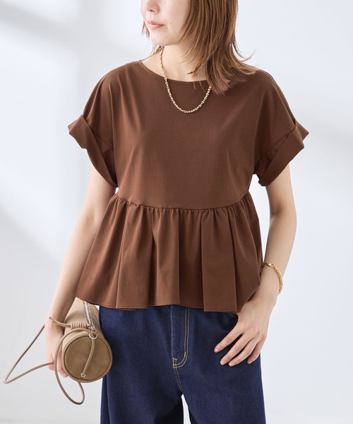 journal standard L'essage(ジャーナルスタンダードレサージュ)の「ペプラムTシャツ(Tシャツ/カットソー・レディース・ブラウン/ブラック・FREE)」の11枚目の写真