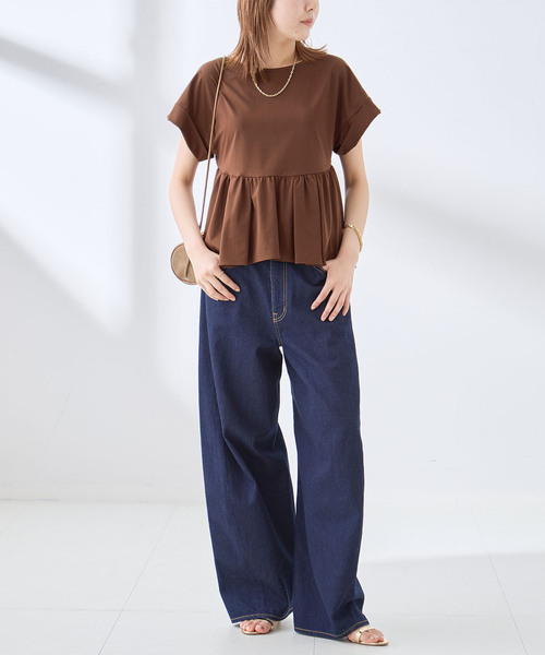 journal standard L'essage(ジャーナルスタンダードレサージュ)の「ペプラムTシャツ(Tシャツ/カットソー・レディース・ブラウン/ブラック・FREE)」の14枚目の写真
