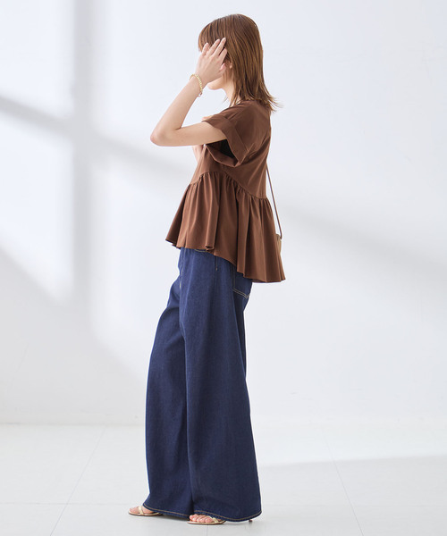 journal standard L'essage(ジャーナルスタンダードレサージュ)の「ペプラムTシャツ(Tシャツ/カットソー・レディース・ブラウン/ブラック・FREE)」の15枚目の写真