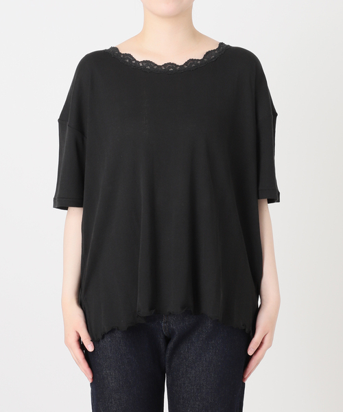 SLOBE IENA(スローブイエナ)の「miller/ミラー SLOBE別注 レースシアーTEE(Tシャツ/カットソー・レディース・ホワイト/スカイブルー/ネイビー/ブラック・FREE)」の21枚目の写真