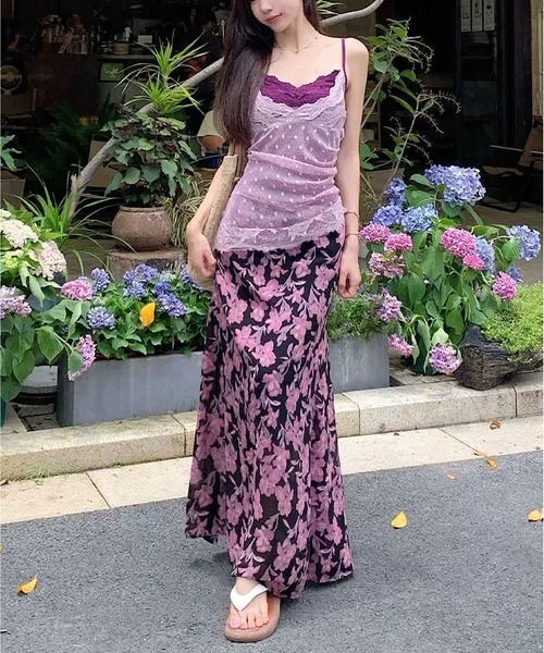 MAISON DE THERESE(メゾン ド テレーズ)の「夏新作 水玉レース 重ね着風キャミソール(キャミソール・レディース・Purple/BROWN・FREE)」の8枚目の写真