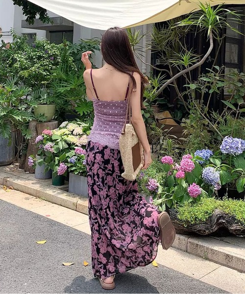 MAISON DE THERESE(メゾン ド テレーズ)の「夏新作 水玉レース 重ね着風キャミソール(キャミソール・レディース・Purple/BROWN・FREE)」の10枚目の写真