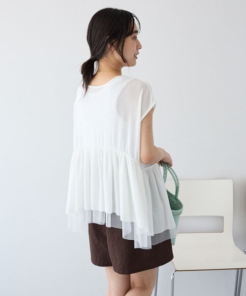 CRAFT STANDARD BOUTIQUE（クラフトスタンダードブティック）の「裾チュールペプラムデザインカットソー（Tシャツ/カットソー・レディース・ホワイト/ダークグレー/ライトグリーン・FREE）」の7枚目の写真