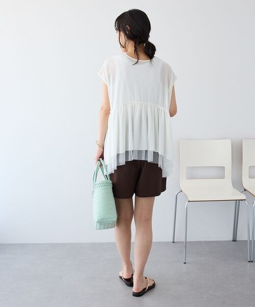 CRAFT STANDARD BOUTIQUE（クラフトスタンダードブティック）の「裾チュールペプラムデザインカットソー（Tシャツ/カットソー・レディース・ホワイト/ダークグレー/ライトグリーン・FREE）」の8枚目の写真