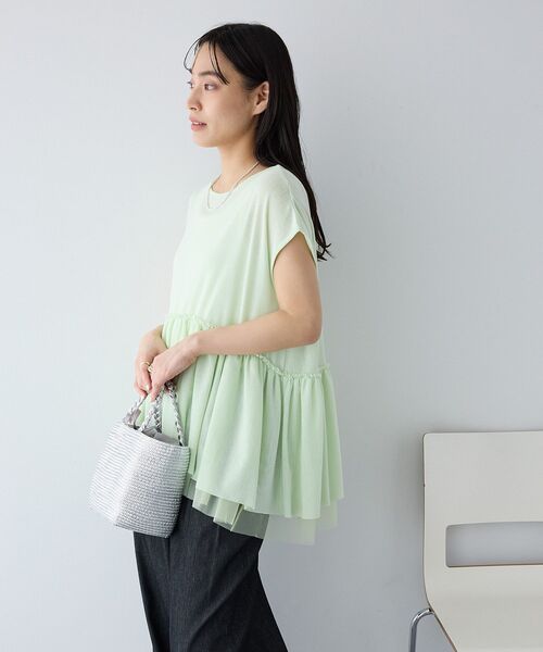 CRAFT STANDARD BOUTIQUE（クラフトスタンダードブティック）の「裾チュールペプラムデザインカットソー（Tシャツ/カットソー・レディース・ホワイト/ダークグレー/ライトグリーン・FREE）」の11枚目の写真