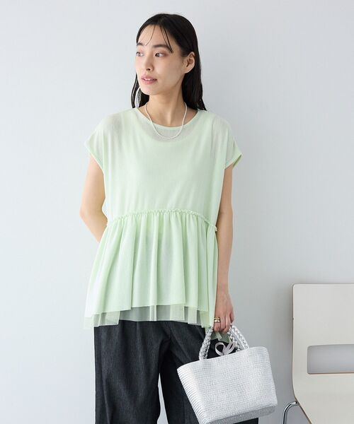CRAFT STANDARD BOUTIQUE（クラフトスタンダードブティック）の「裾チュールペプラムデザインカットソー（Tシャツ/カットソー・レディース・ホワイト/ダークグレー/ライトグリーン・FREE）」の12枚目の写真