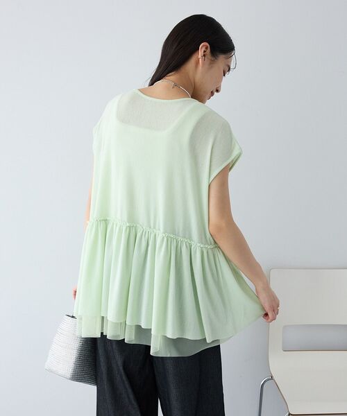 CRAFT STANDARD BOUTIQUE（クラフトスタンダードブティック）の「裾チュールペプラムデザインカットソー（Tシャツ/カットソー・レディース・ホワイト/ダークグレー/ライトグリーン・FREE）」の14枚目の写真