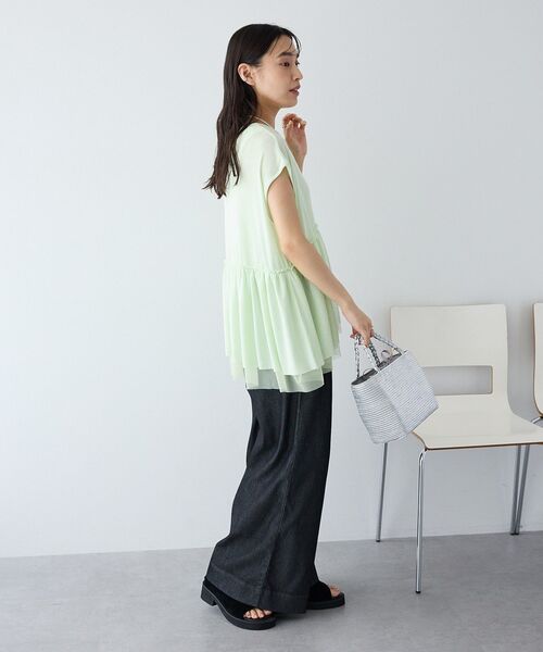 CRAFT STANDARD BOUTIQUE（クラフトスタンダードブティック）の「裾チュールペプラムデザインカットソー（Tシャツ/カットソー・レディース・ホワイト/ダークグレー/ライトグリーン・FREE）」の16枚目の写真