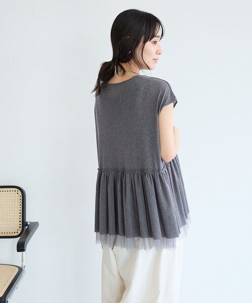 CRAFT STANDARD BOUTIQUE（クラフトスタンダードブティック）の「裾チュールペプラムデザインカットソー（Tシャツ/カットソー・レディース・ホワイト/ダークグレー/ライトグリーン・FREE）」の20枚目の写真