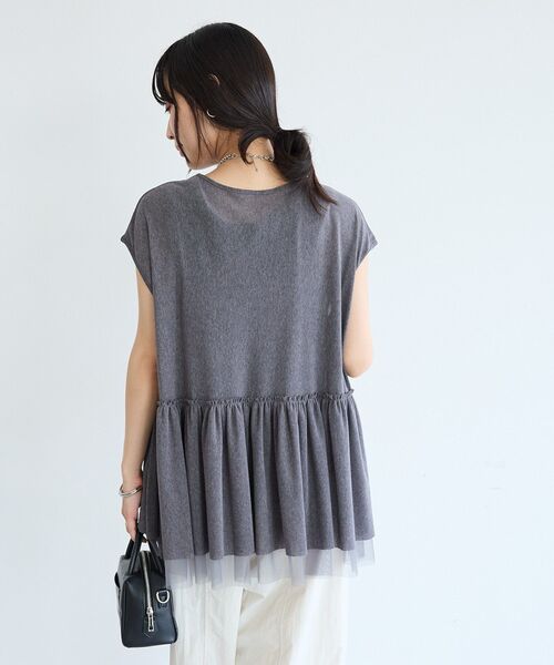 CRAFT STANDARD BOUTIQUE（クラフトスタンダードブティック）の「裾チュールペプラムデザインカットソー（Tシャツ/カットソー・レディース・ホワイト/ダークグレー/ライトグリーン・FREE）」の21枚目の写真