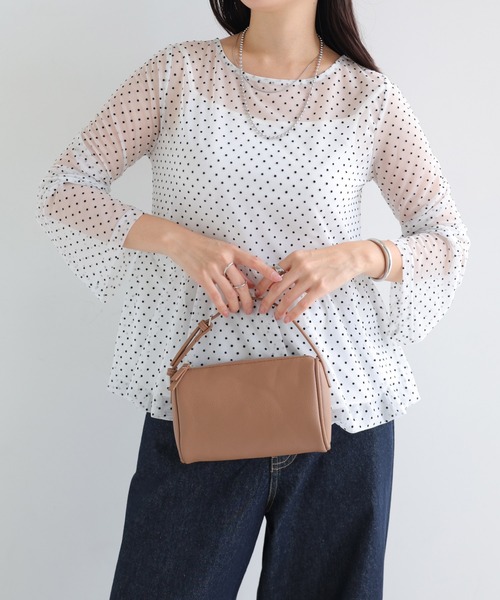 andme(アンドミー)の「フロッキードットシアーペプラムトップス(Tシャツ/カットソー・レディース・ブラウン/ブラック/オフホワイト・FREE)」の19枚目の写真