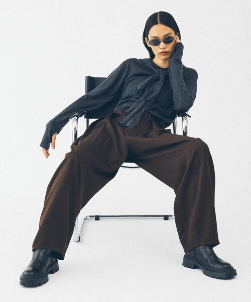 UNFORM(アンフォーム)の「【2026AW Debut】【UNFORM】バギーワイドスラックス(スラックス・レディース・ブラウン/ブラック・0/1)」の18枚目の写真